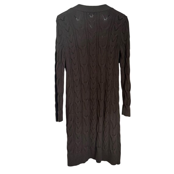 Talbots Cable Knit Longline Cardigan  M Petite Chocolate Brown Cashmere Blend View 5