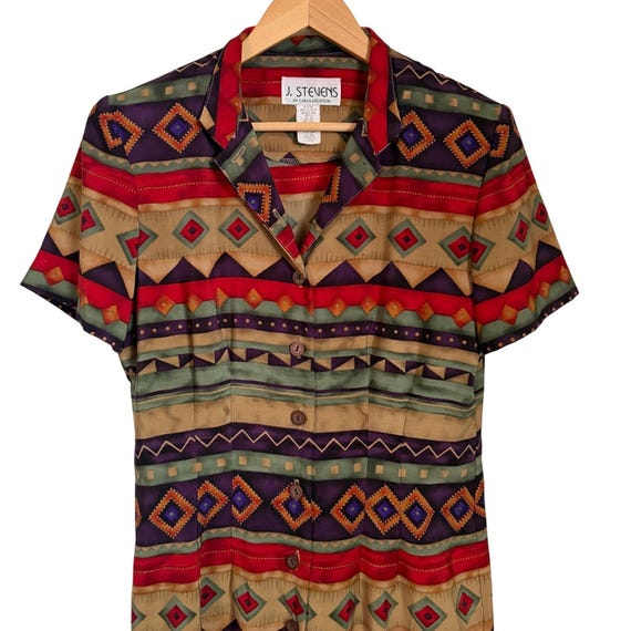 VTG J. Stevens Carol Escritor Southwestern Dress 8 Western Boho Chic Festival View 4