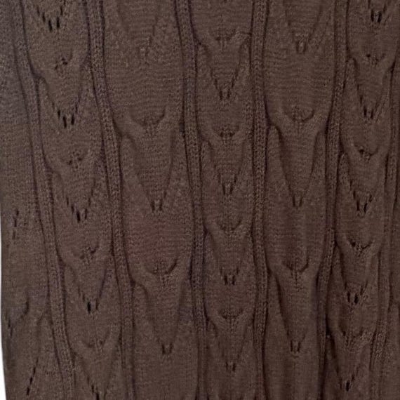 Talbots Cable Knit Longline Cardigan  M Petite Chocolate Brown Cashmere Blend View 6