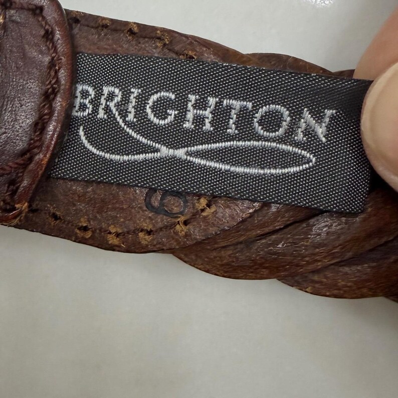 VTG Brighton Braided Woven Leather Belt Men 40 Brown Brass Buckle Casual Classic image 7