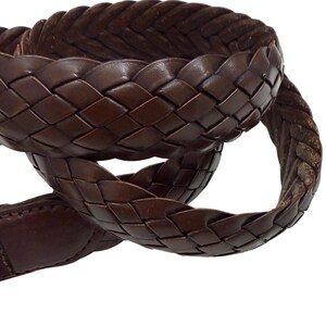 VTG Brighton Braided Woven Leather Belt Men 40 Brown Brass Buckle Casual Classic image 4