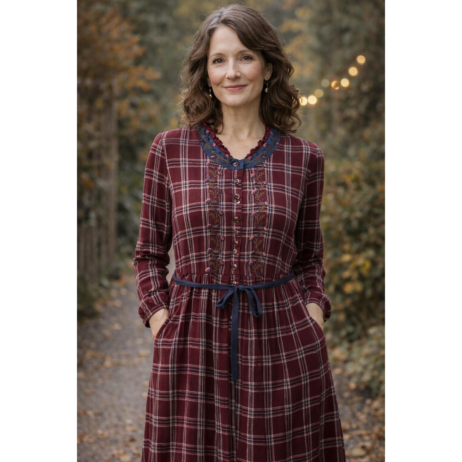 burgundy plaid dress BURGUNDY PLAID SMOCKED PUFF SLEEVE MIDI DRESS FInal Sale – Magnolia Too  Boutique