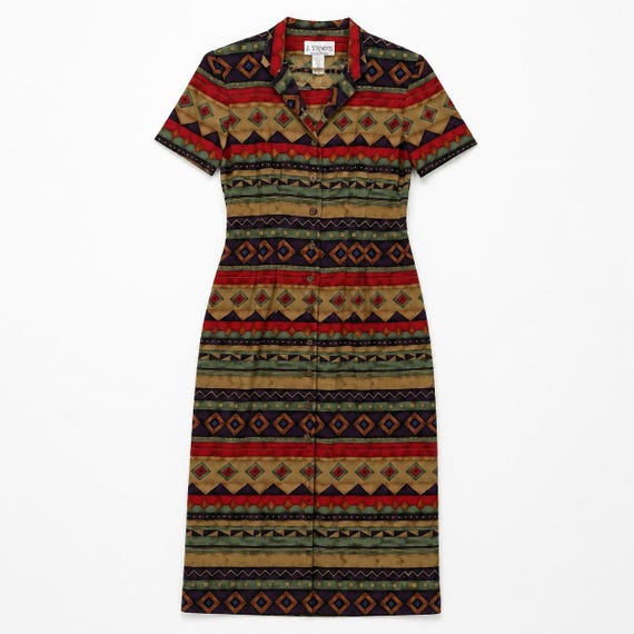 VTG J. Stevens Carol Escritor Southwestern Dress 8 Western Boho Chic Festival View 2