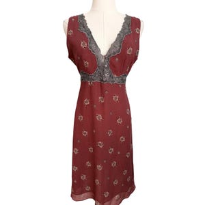 Vintage Free People Babydoll Floral Lace Trim Empire Waist Midi Dress Medium Y2K image 4