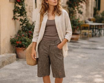 MyMichelle Textured Culottes Womens Size 13 Brown Knee Length Bermuda Y2K Twee