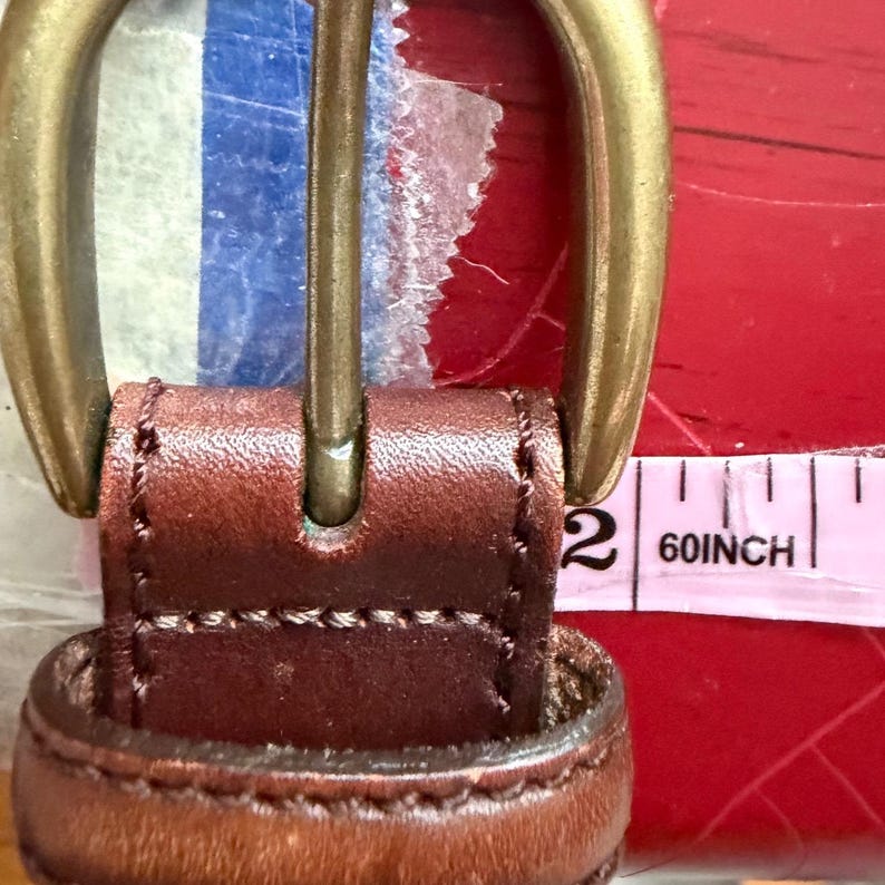 VTG Brighton Braided Woven Leather Belt Men 40 Brown Brass Buckle Casual Classic image 10