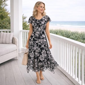 cowl neck handkerchief hem mini dress in black Embellished Strapless Cowl Neck Mini Dress in Black - 10 / Regular main image 1