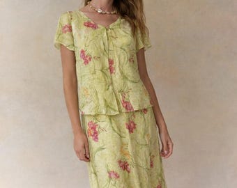 Vtg.Karin Stevens Floral Maxi Dress Womens Size 12 Cottagecore Romantic Wedding