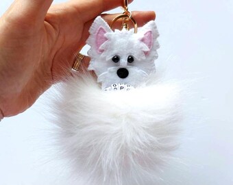 West highland terrier bag charm, Gifts for dog lover, Birthday gifts for her, Westie bag hanger, Purse charm
