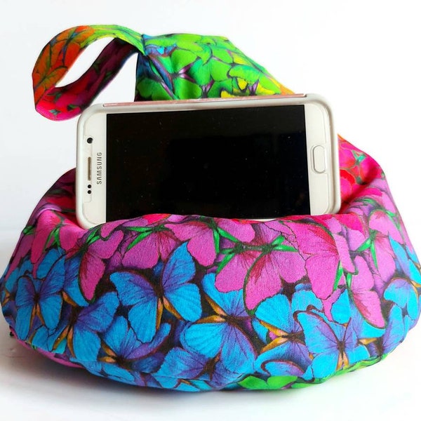 Tablet pillow, Ipad stand, Rainbow gifts for her, Butterfly birthday present, Gadget cushion, Cell phone lap rest, Mini beanbag for mobile