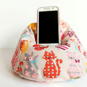 Ipad pillow for cat lover, Tablet cushion, Bean bag for I pad, Crazy cat lady gift for her, Cell phone stand, Gadget rest, Cat mom book rest