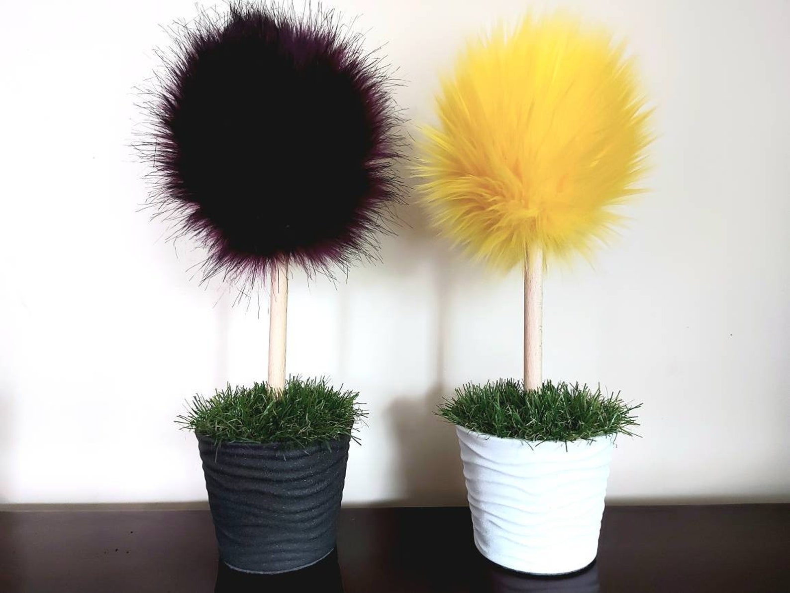 Fluffy Topiary Tree Fake House Plant Gift Pom Nursery Etsy UK