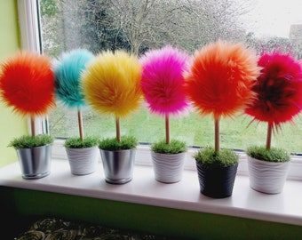 Árbol topiario, centro de mesa para bodas, planta gigante de allium esponjosa en maceta, regalo de inauguración de casa, decoración original para el hogar, decoración para baby shower, árbol auténtico