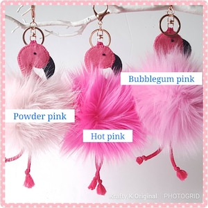 Flamingo bag hanger, Pink vegan pom key ring, Hanging decoration Flamingo lover present, Purse charm, Birthday gift for her, Mingo key chain image 10