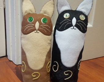 Cat doorstop, Ginger cat bookend, Black cat door stopper, Housewarming gifts for cat lover, New home decor ornament, Crazy cat lady present