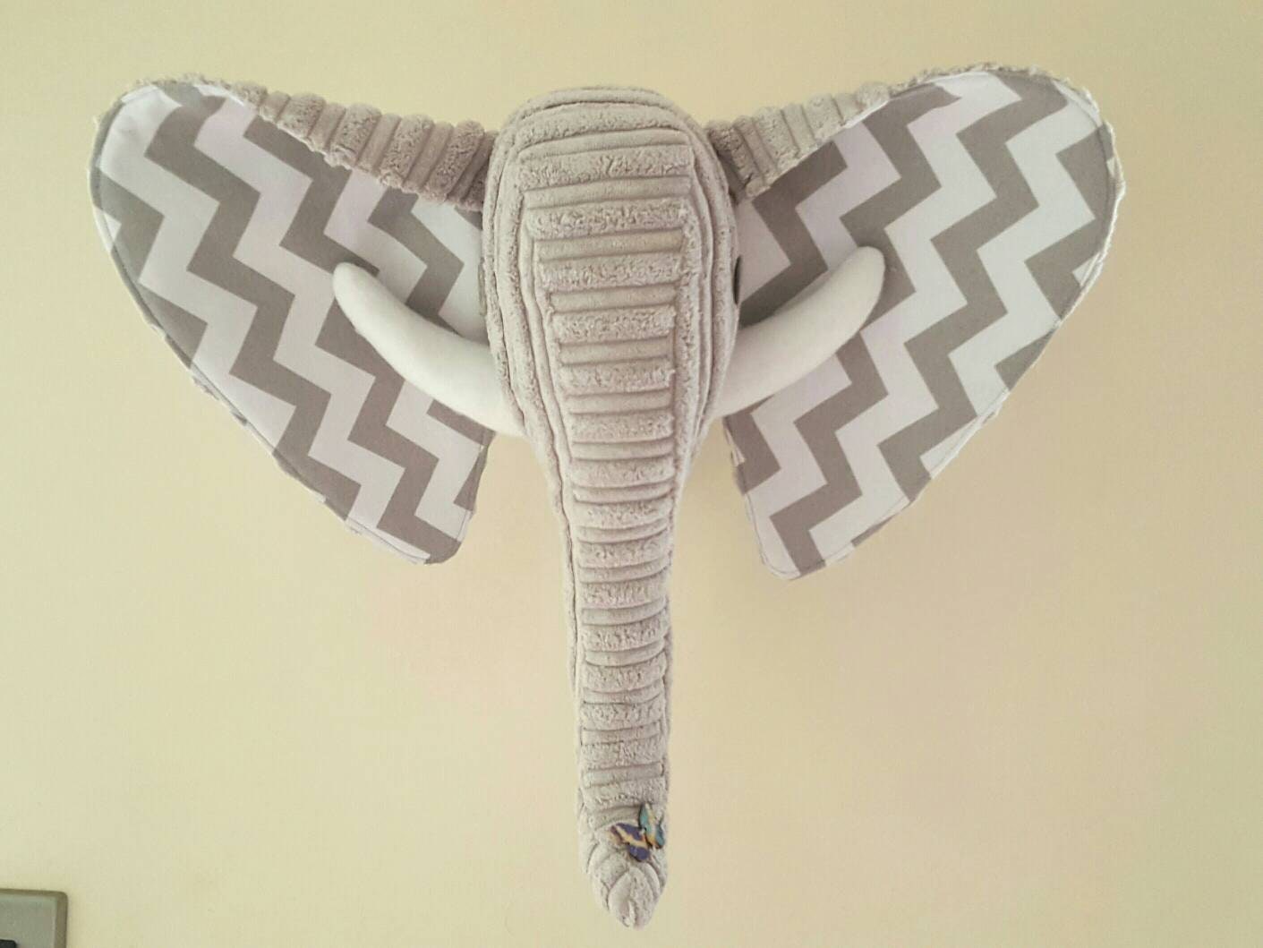 Elephant wall head Personalised nursery decor Fabric Etsy