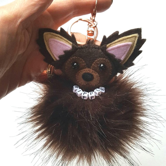 Chihuahua bag charm, Personalised chi gifts for her, Fur purse charm, Dog key ring, Mothers day gifts, Fluffy bag hanger