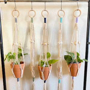 Macrame Plant Hanger with beads/ Optional Colors