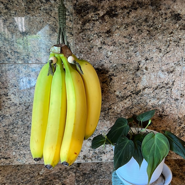 Macrame Beaded Banana Hanger//Fruit hanger//Fruit Storage//Gold hanging hook included