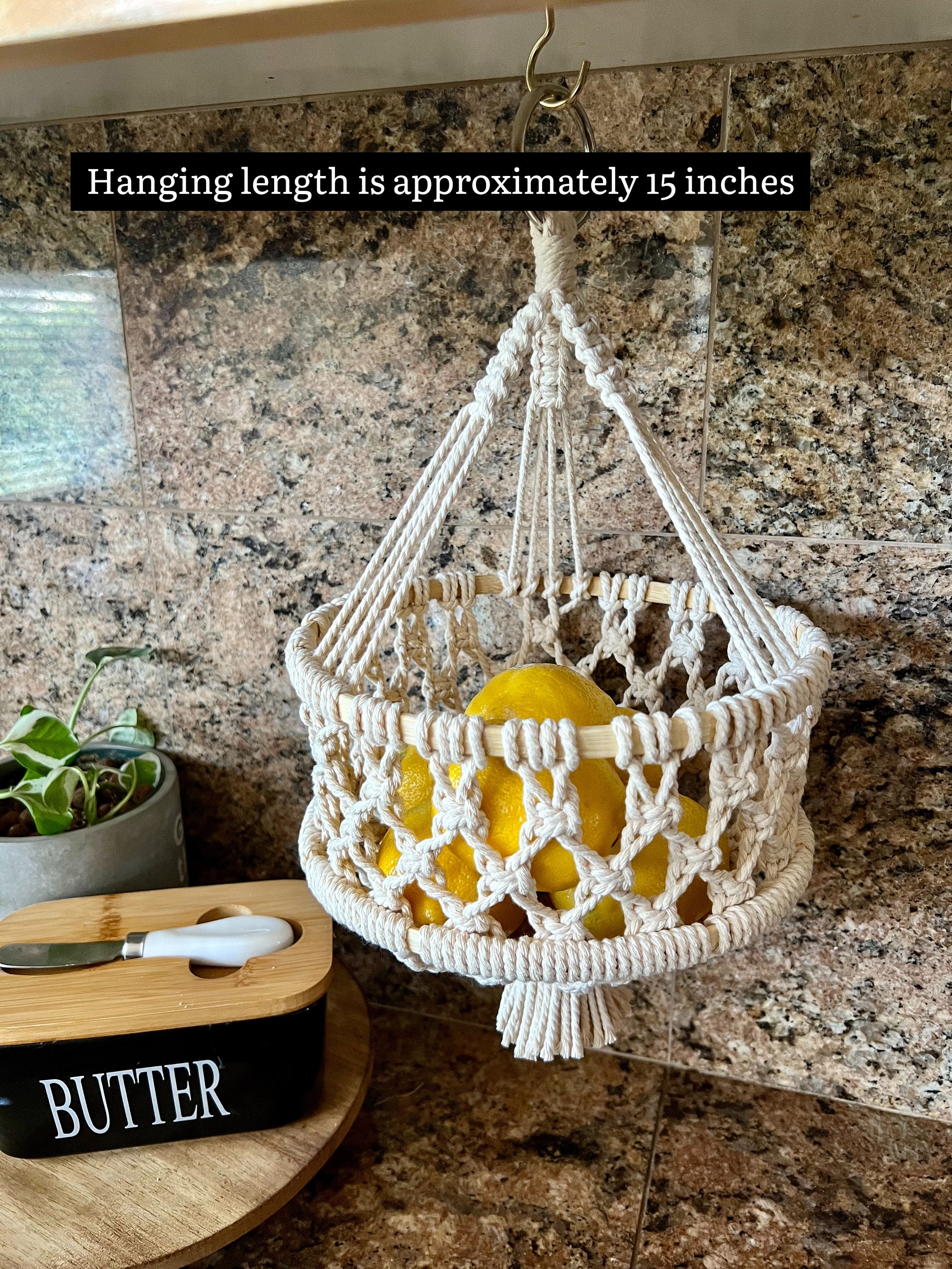 Macrame Hanging Fruit Basket/decorative Hanging Basket/ 1 or 2 Etsy