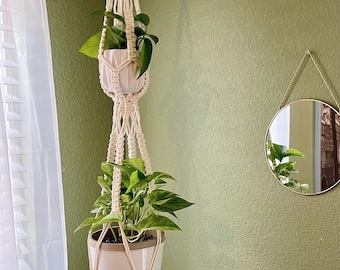 Double Macrame Plant hanger/ boho plant hanger/