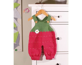 Romper Baby Bodysuit Bib Tights Knitted Strawberry 50-86 Berry Look