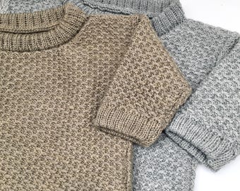 Suéter de punto para bebé Lana merino Estilo escandinavo Ropa de bebé hecha a mano Suéter de bebé sostenible Tejido a mano Idea de regalo Baby shower