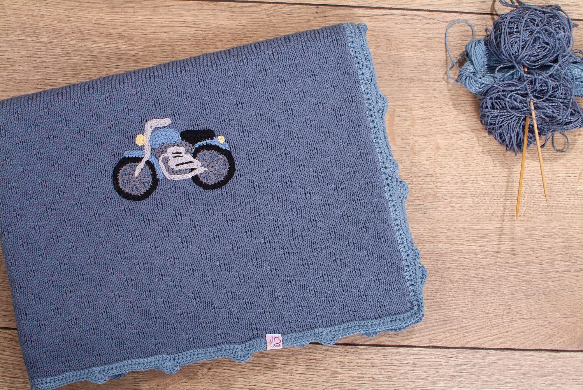 Baby blanket knitted and crocheted with motorcycle desired Etsy