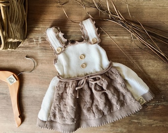 Vestido tradicional dirndl de punto para bebé, regalo de bautizo para bebé, dirndl de punto de algodón puro para niña, perfecto para bautizo o Oktoberfest