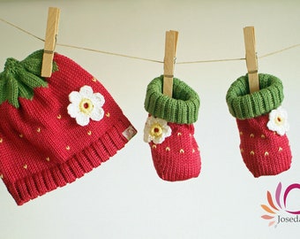 Baby Set Debut Baby Hat Baby Shoes Strawberry Desired Sizes
