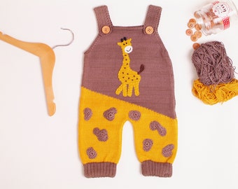 Romper Baby Bodysuit Bib Tights Knitted Giraffe 50-86