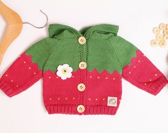 Baby Jacket Cardigan Hooded Jacket "Strawberry" 50-116