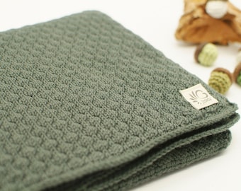 Manta de bebé hecha a mano de lana merino, manta de punto para recién nacidos, manta natural suave para bebés, regalo de bebé sostenible