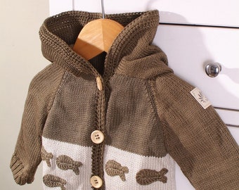 Baby jacket cardigan Hooded jacket with hood Pisces 50-116