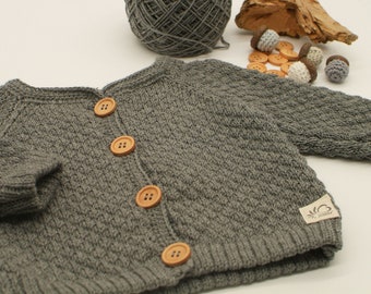 Babyjacke Strickjacke Merino 50-104 Wunschfarbe