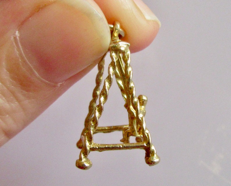 Gold Boy on a Swing Movable Vintage 9ct Charm