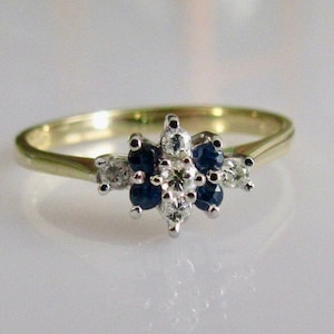 Sapphire and Diamond Cluster 9ct Gold Ring