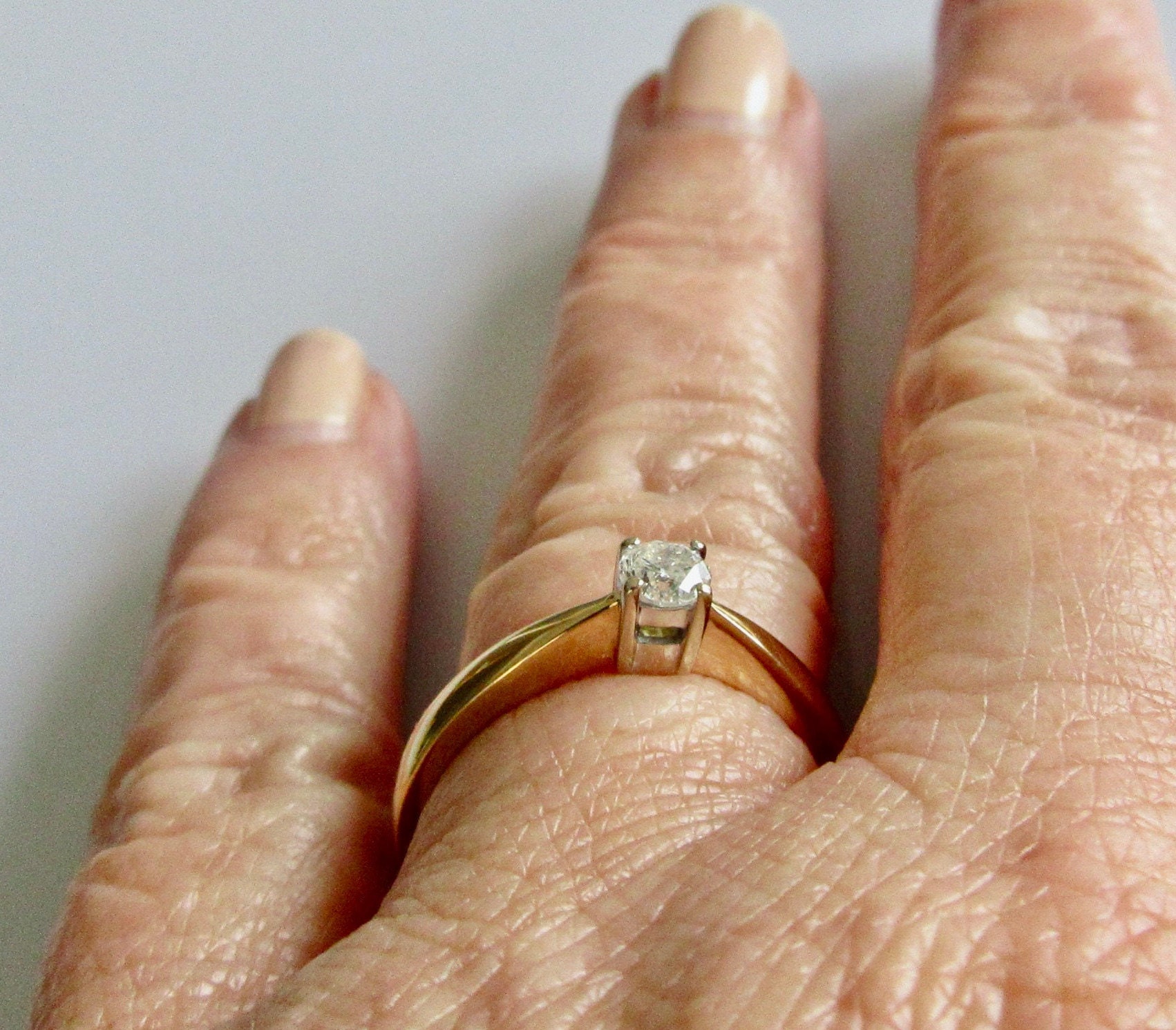 Bague Solitaire Or 18 Carats Avec Diamant 0.25 Carat - Taille 58, Or Blanc, Parfait état