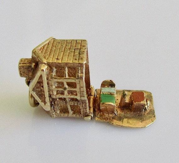9ct Gold House and Furniture Enamel Opening Charm