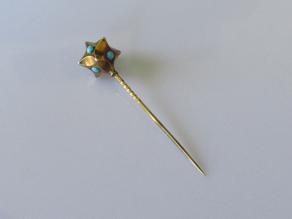 Edwardian 15ct Gold Turquoise Tie (Stick) Pin