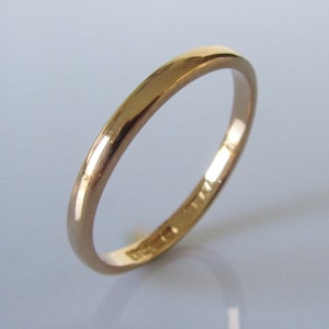 Retro 22ct Rose Gold Wedding Ring Band (2mm) Dated 1950.