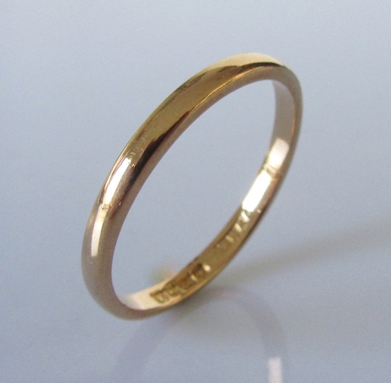 Retro 22ct Rose Gold Wedding Ring Band (2mm) Dated
