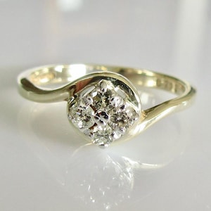 Vintage Diamond 9ct Yellow Gold Cluster Ring