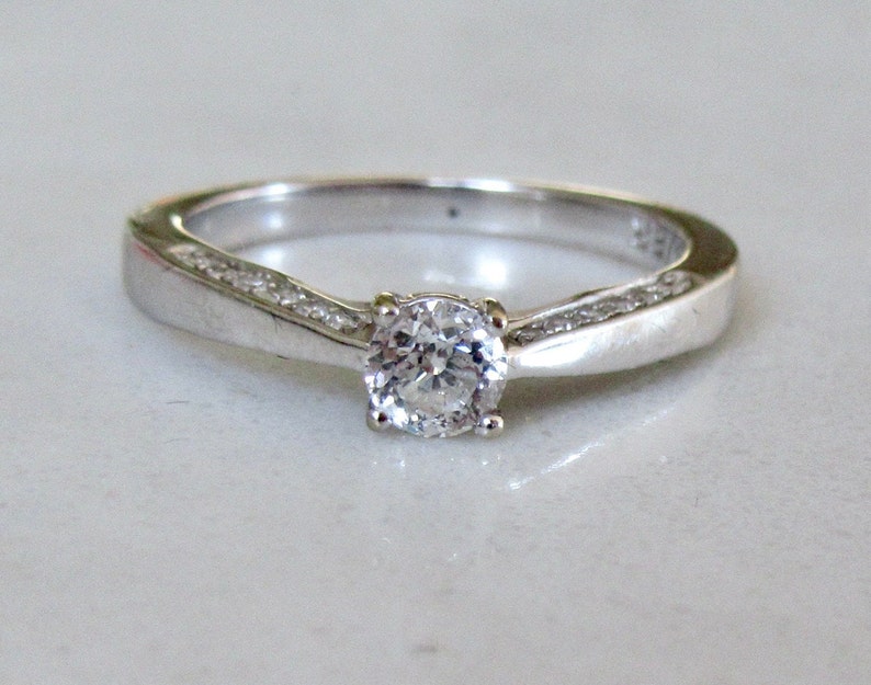 Vintage 18ct White Gold Diamond Ring Engraved Forever Inside image 1