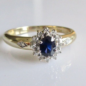 9ct Gold Sapphire and Diamond Cluster Ring