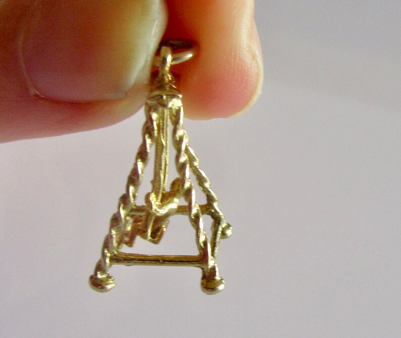 Gold Boy on a Swing Movable Vintage 9ct Charm