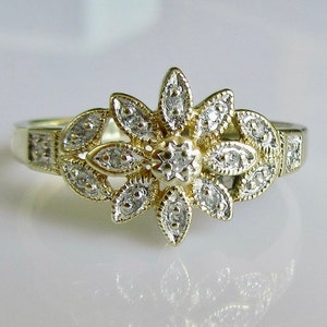 9ct Gold Multi Diamond Flower Cluster Ring