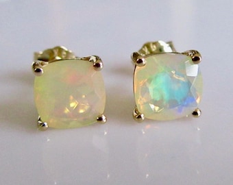9ct Gold Ethiopian Opal Stud Earrings