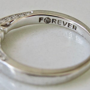 Vintage 18ct White Gold Diamond Ring Engraved Forever Inside image 4