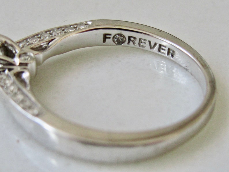 Vintage 18ct White Gold Diamond Ring Engraved Forever Inside image 4